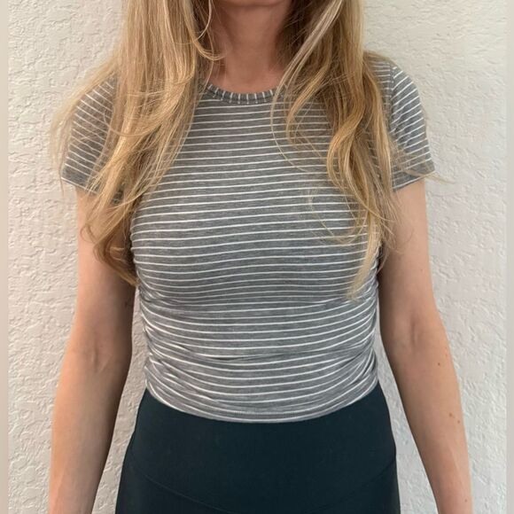Lululemon All it Takes Striped Short-Sleeve Fitted Top (Size Likely 2 or 4) - Picture 2 of 6